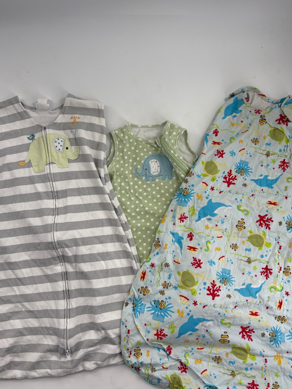 Halo Baby Kids Sleep Sack Set - Gray Stripes, Light Green Polka Dot, Ocean Print